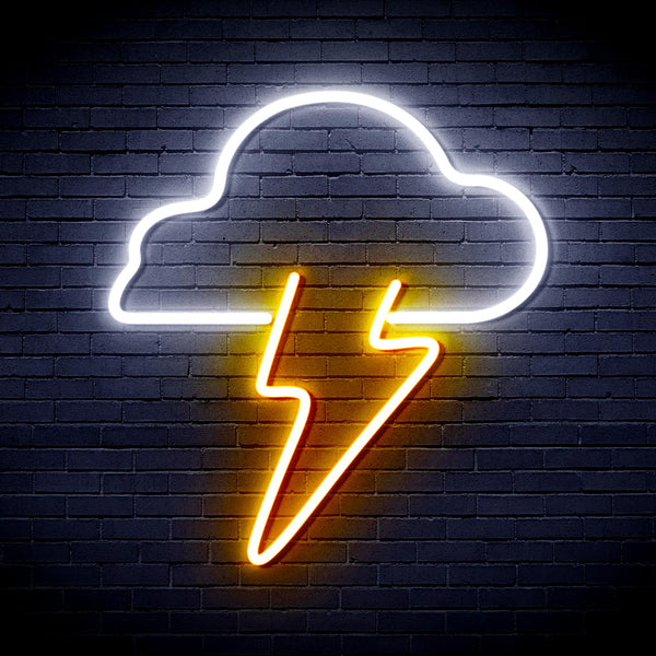 advpro-cloud-and-lighting-bolt-ultra-bright-led-neon-sign-fnu0003 - White & Golden Yellow