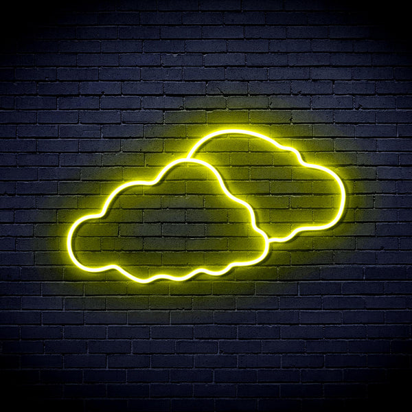 advpro-two-clouds-ultra-bright-led-neon-sign-fnu0007 - Yellow