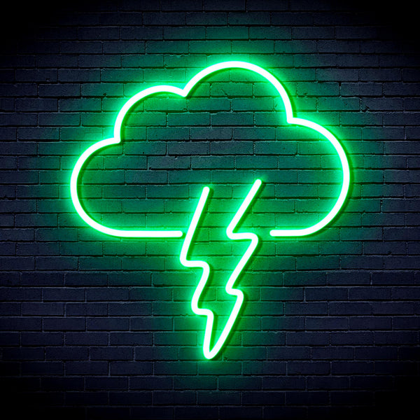 advpro-cloud-and-thunder-ultra-bright-led-neon-sign-fnu0008 - Green