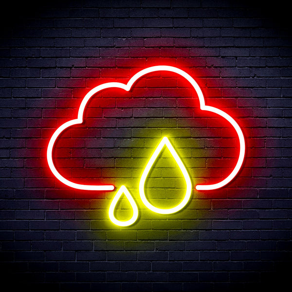 advpro-cloud-and-rain-droplet-ultra-bright-led-neon-sign-fnu0011 - Red & Yellow