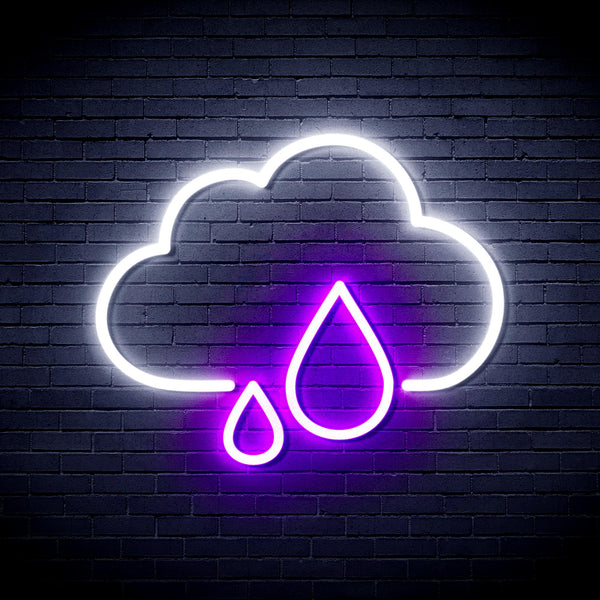 advpro-cloud-and-rain-droplet-ultra-bright-led-neon-sign-fnu0011 - White & Purple