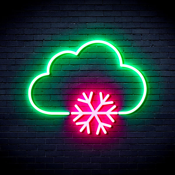 advpro-cloud-and-snowflake-ultra-bright-led-neon-sign-fnu0013 - Green & Pink