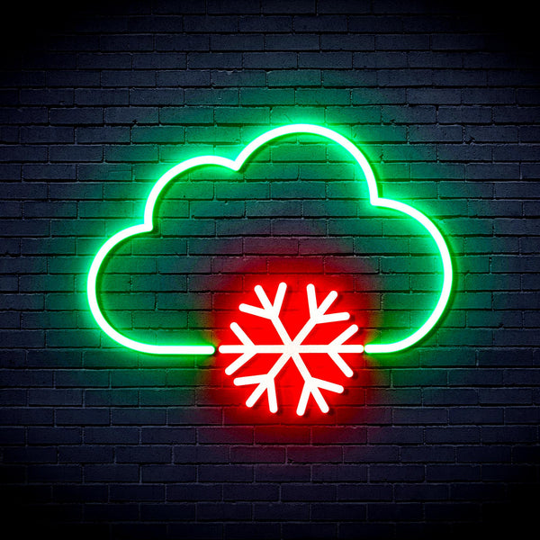 advpro-cloud-and-snowflake-ultra-bright-led-neon-sign-fnu0013 - Green & Red