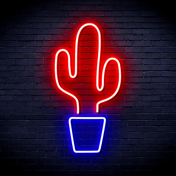 advpro-green-cactus-ultra-bright-led-neon-sign-fnu0035 - Red & Blue