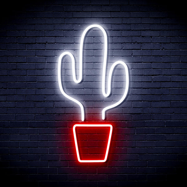 advpro-green-cactus-ultra-bright-led-neon-sign-fnu0035 - White & Red