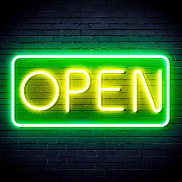 advpro-open-sign-ultra-bright-led-neon-sign-fnu0077 - Green & Yellow