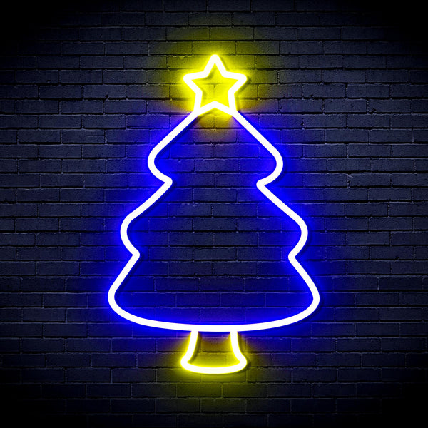 advpro-christmas-tree-ultra-bright-led-neon-sign-fnu0132 - Blue & Yellow