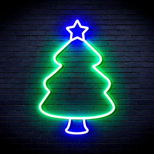 advpro-christmas-tree-ultra-bright-led-neon-sign-fnu0132 - Green & Blue