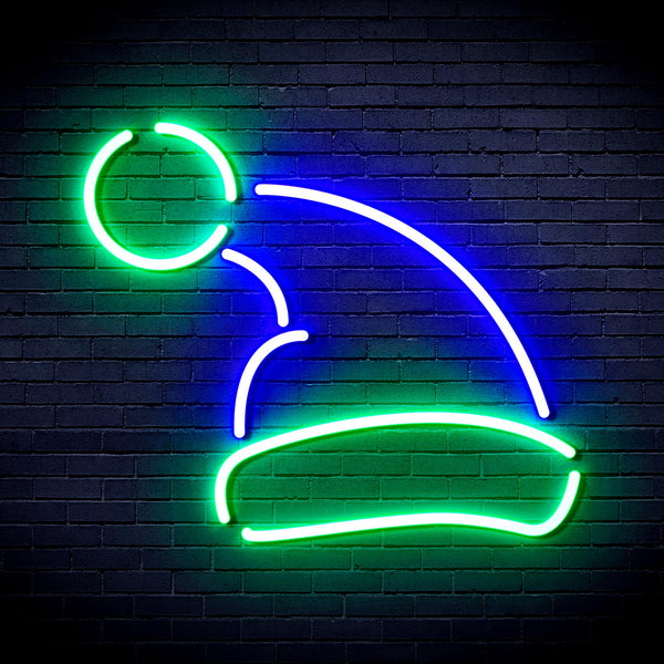 advpro-christmas-hat-ultra-bright-led-neon-sign-fnu0133 - Green & Blue