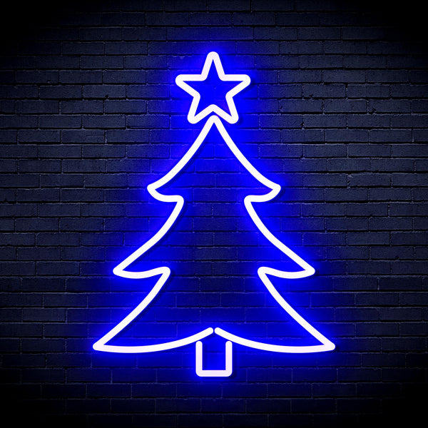 advpro-christmas-tree-and-star-ultra-bright-led-neon-sign-fnu0136 - Blue