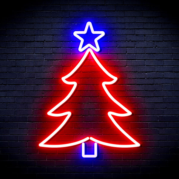 advpro-christmas-tree-and-star-ultra-bright-led-neon-sign-fnu0136 - Red & Blue