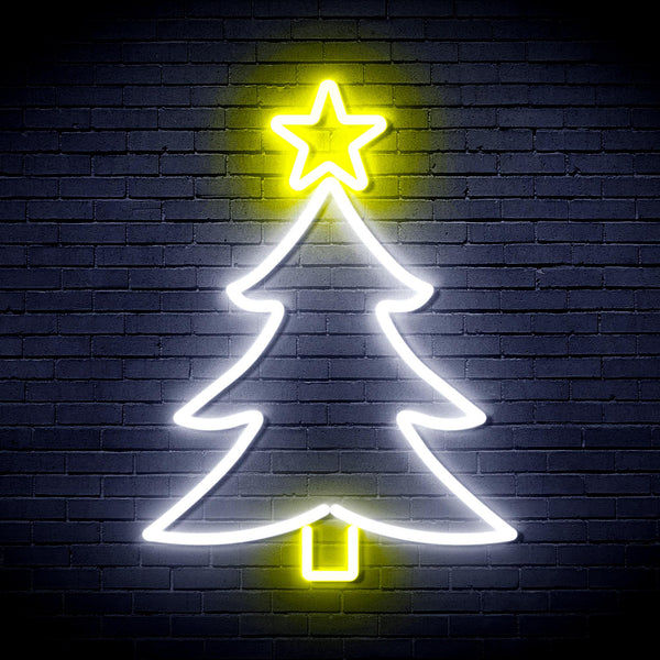 advpro-christmas-tree-and-star-ultra-bright-led-neon-sign-fnu0136 - White & Yellow