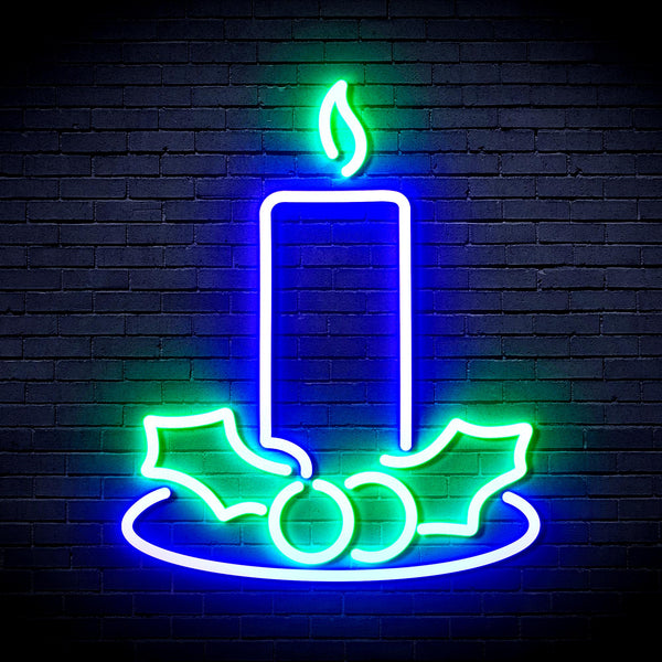 advpro-christmas-candle-ultra-bright-led-neon-sign-fnu0138 - Green & Blue