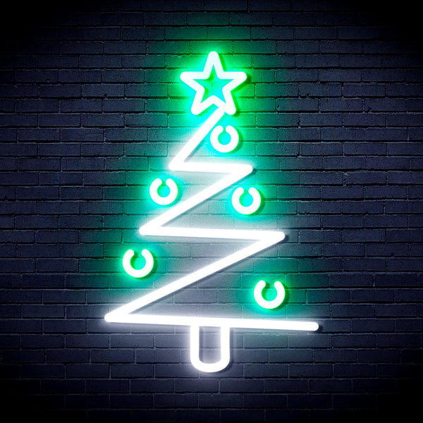 advpro-modern-christmas-tree-ultra-bright-led-neon-sign-fnu0140 - White & Green