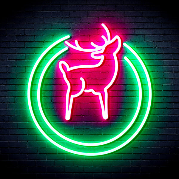 advpro-deer-ultra-bright-led-neon-sign-fnu0148 - Green & Pink