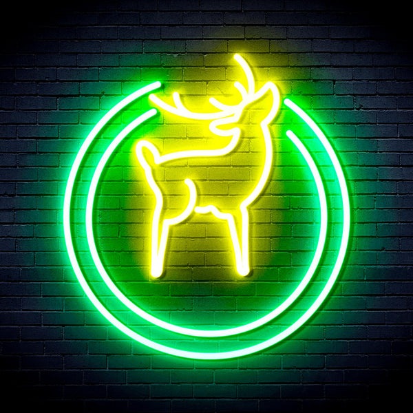 advpro-deer-ultra-bright-led-neon-sign-fnu0148 - Green & Yellow