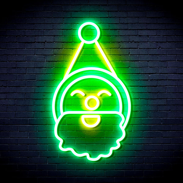 advpro-santa-claus-face-ultra-bright-led-neon-sign-fnu0153 - Green & Yellow