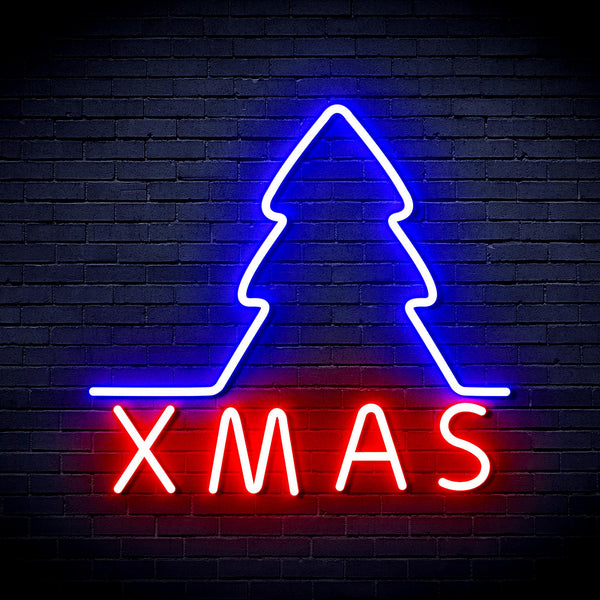 advpro-simple-christmas-tree-ultra-bright-led-neon-sign-fnu0157 - Red & Blue