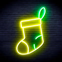 advpro-christmas-sock-ultra-bright-led-neon-sign-fnu0160 - Green & Yellow