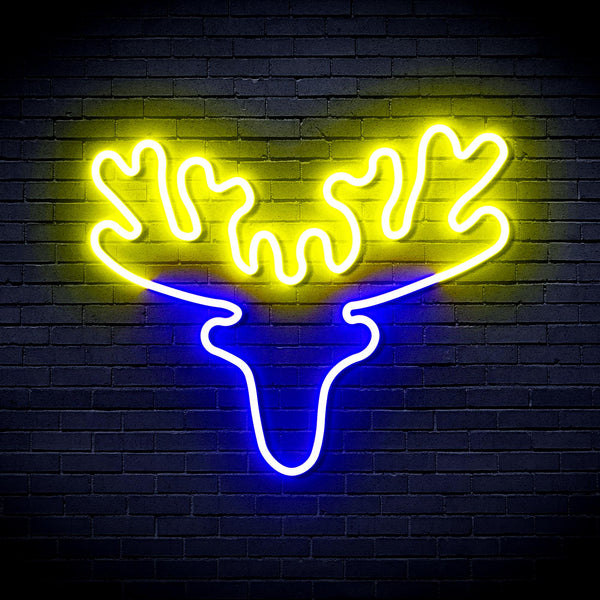 advpro-deer-head-ultra-bright-led-neon-sign-fnu0170 - Blue & Yellow