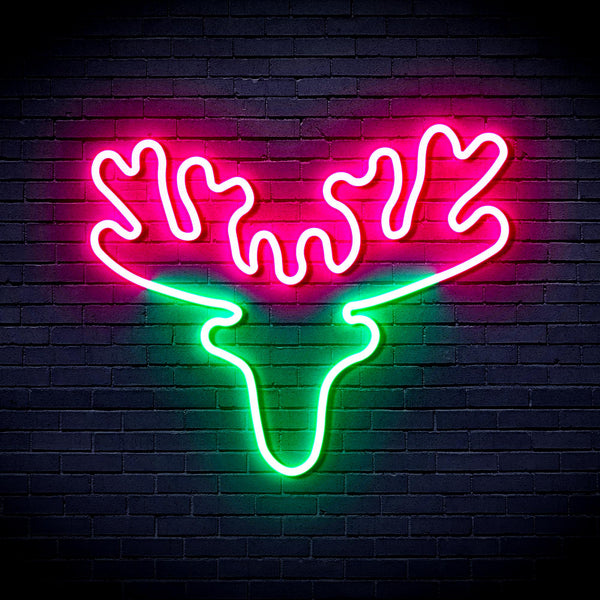 advpro-deer-head-ultra-bright-led-neon-sign-fnu0170 - Green & Pink