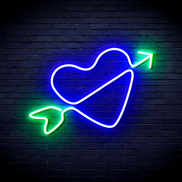 advpro-heart-with-arrow-ultra-bright-led-neon-sign-fnu0223 - Green & Blue