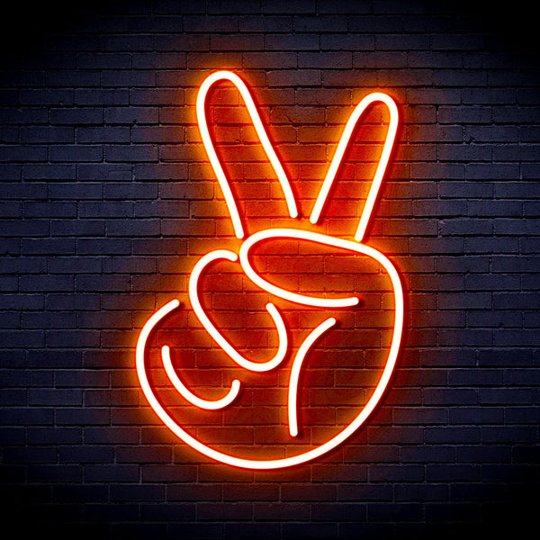 advpro-hand-showing-v-sign-ultra-bright-led-neon-sign-fnu0231 - Orange