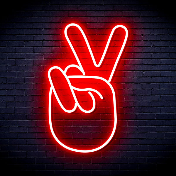 advpro-hand-show-v-sign-ultra-bright-led-neon-sign-fnu0232 - Red