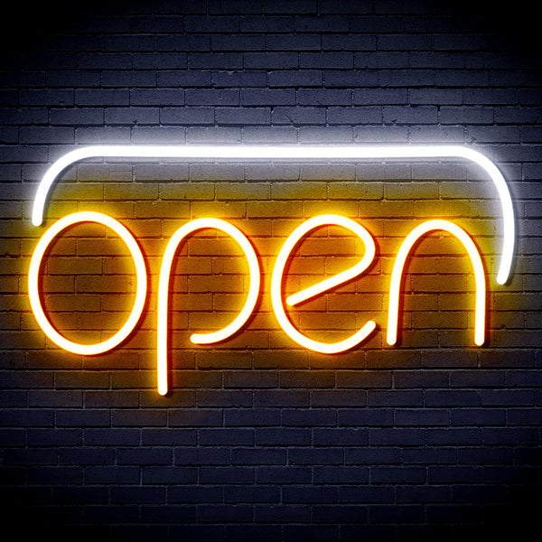 advpro-open-ultra-bright-led-neon-sign-fnu0244 - White & Golden Yellow