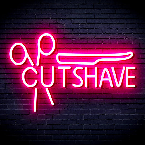 advpro-cut-shave-with-scissors-and-shaver-ultra-bright-led-neon-sign-fnu0284 - Pink