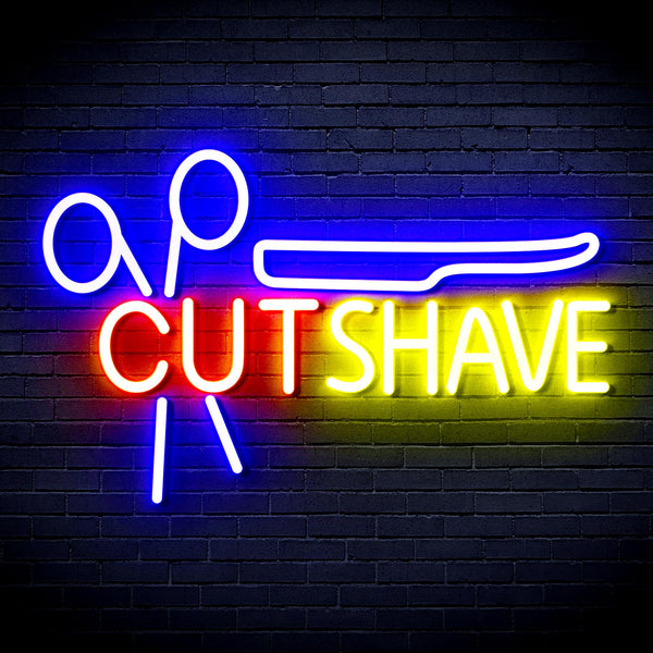 advpro-cut-shave-with-scissors-and-shaver-ultra-bright-led-neon-sign-fnu0284 - Multi-Color 5