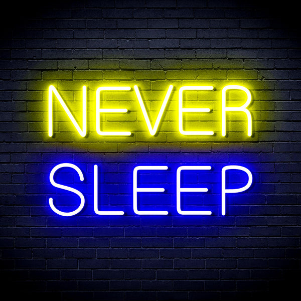 advpro-never-sleep-ultra-bright-led-neon-sign-fnu0306 - Blue & Yellow