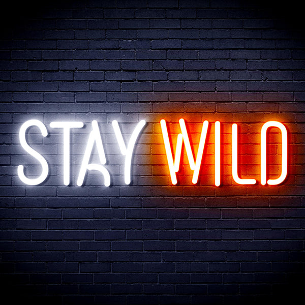 advpro-stay-wild-ultra-bright-led-neon-sign-fnu0307 - White & Orange