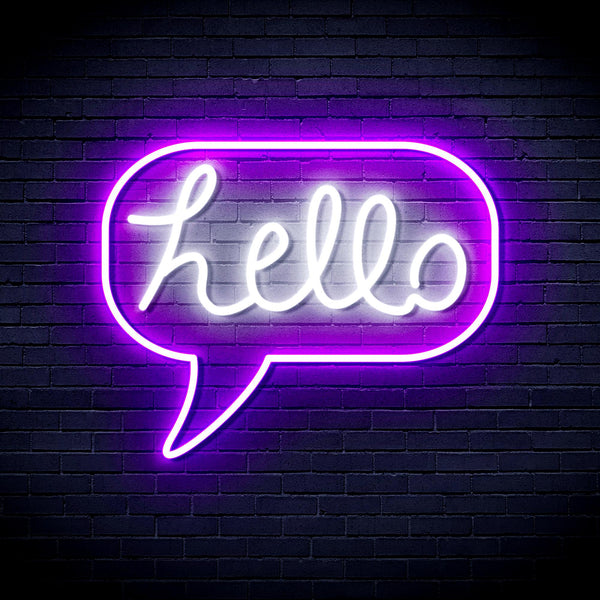 advpro-hello-in-chat-box-ultra-bright-led-neon-sign-fnu0310 - White & Purple