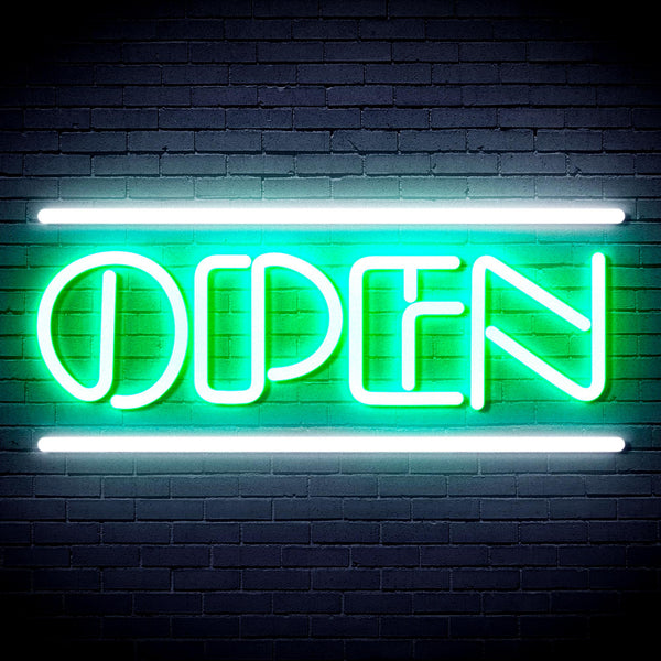 advpro-open-sign-ultra-bright-led-neon-sign-fnu0319 - White & Green