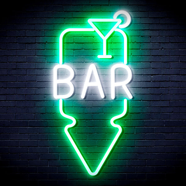 advpro-bar-and-down-arrow-ultra-bright-led-neon-sign-fnu0330 - White & Green