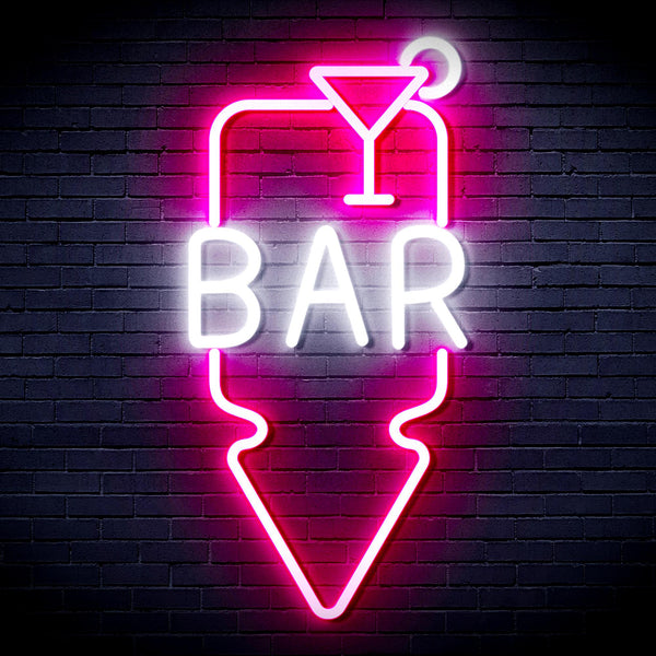 advpro-bar-and-down-arrow-ultra-bright-led-neon-sign-fnu0330 - White & Pink