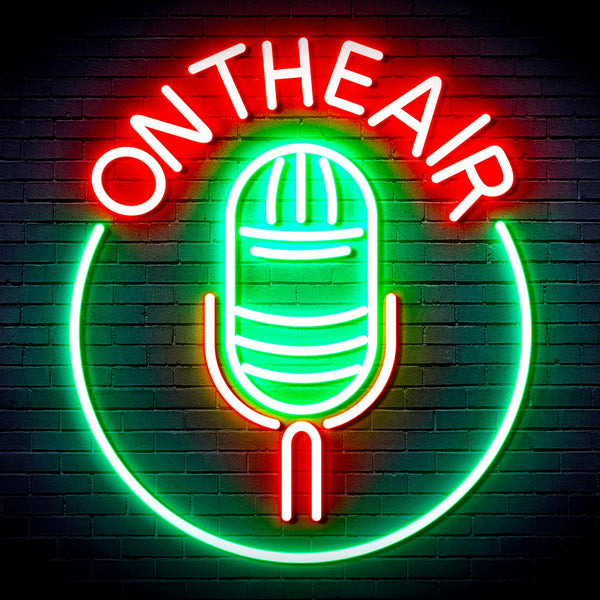 advpro-on-the-air-microphone-ultra-bright-led-neon-sign-fnu0377 - Green & Red