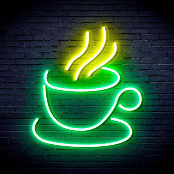 advpro-tea-or-coffee-ultra-bright-led-neon-sign-fnu0410 - Green & Yellow