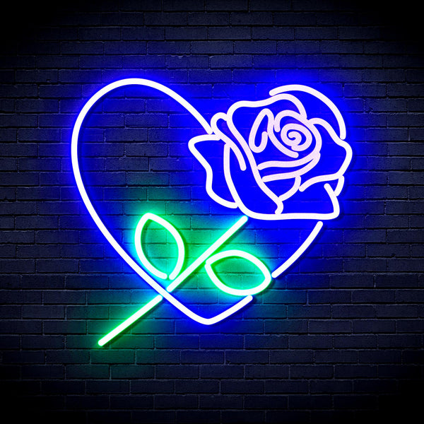 advpro-rosw-with-heart-ultra-bright-led-neon-sign-fnu0414 - Green & Blue