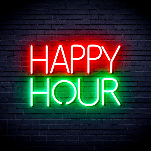 advpro-happy-hour-ultra-bright-led-neon-sign-fnu0420 - Green & Red