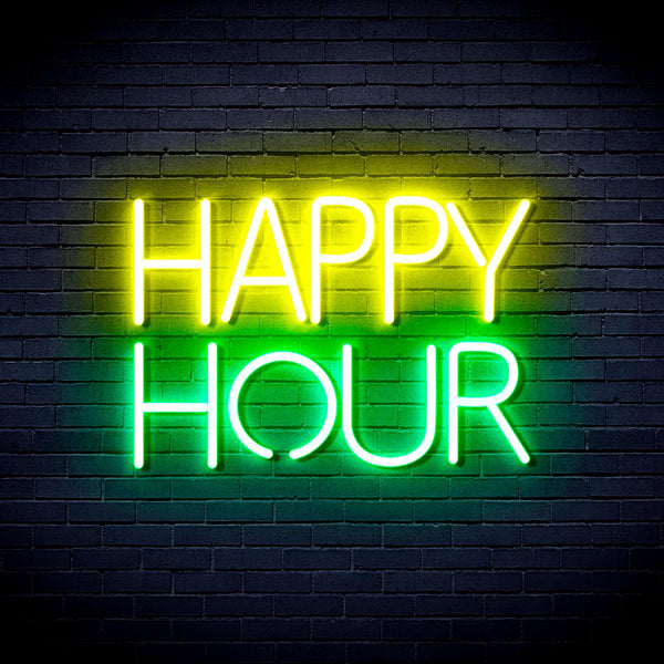 advpro-happy-hour-ultra-bright-led-neon-sign-fnu0420 - Green & Yellow