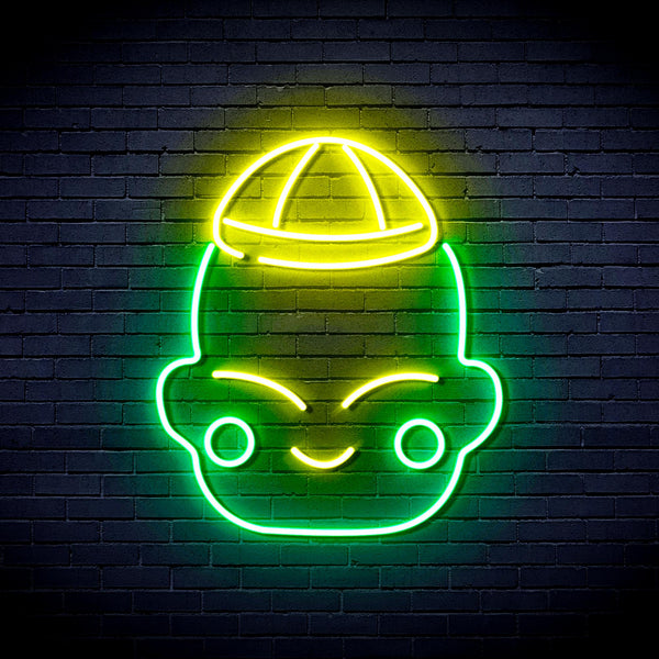 advpro-chinese-new-year-child-boy-ultra-bright-led-neon-sign-fnu0428 - Green & Yellow