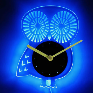 ADVPRO Owl with Heart Girl Illuminated Edge Lit Bar Beer Neon Sign Wall Clock with LED Night Light cnc2030 - Blue