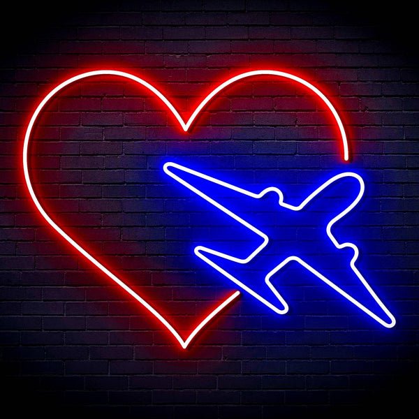 ADVPRO Aeroplane with Heart Ultra-Bright LED Neon Sign fn-i4061 - Blue & Red