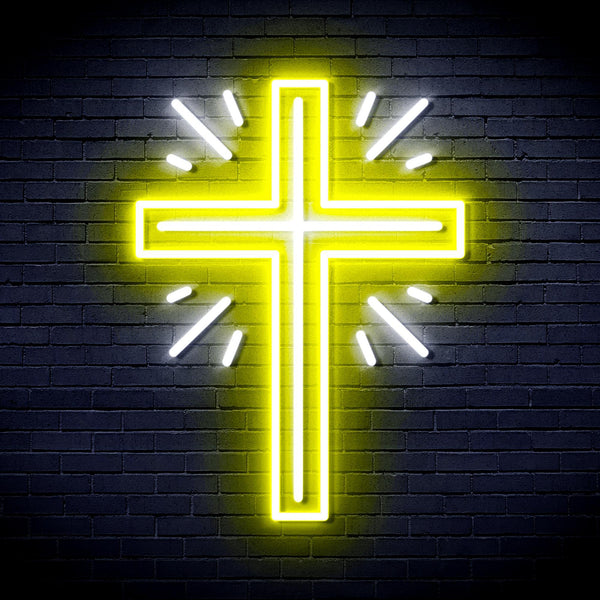 ADVPRO Shinning Cross Ultra-Bright LED Neon Sign fnu0058 - White & Yellow