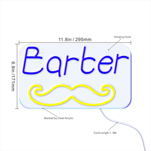ADVPRO Barber with Moustache Ultra-Bright LED Neon Sign fnu0264 - Size