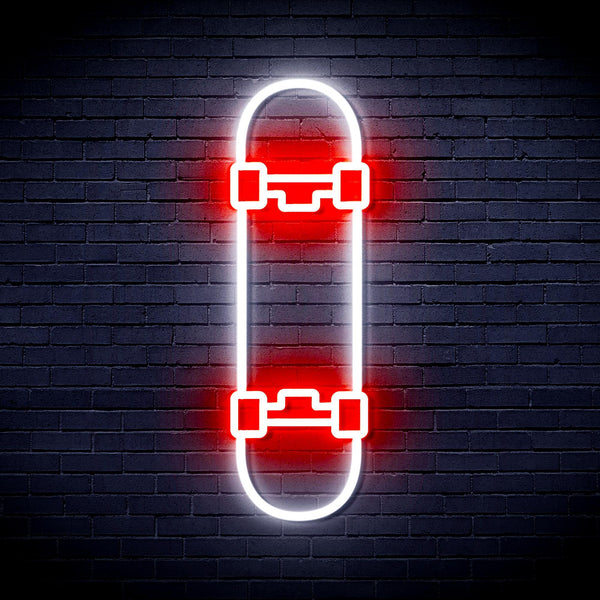 ADVPRO Skateboard Ultra-Bright LED Neon Sign fnu0272 - White & Red