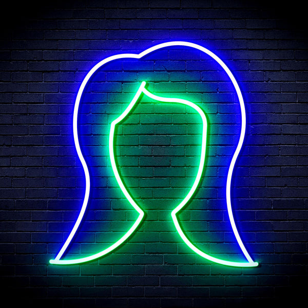 ADVPRO Lady Hair Style Ultra-Bright LED Neon Sign fnu0277 - Green & Blue