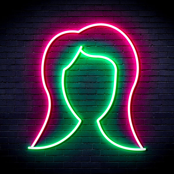ADVPRO Lady Hair Style Ultra-Bright LED Neon Sign fnu0277 - Green & Pink